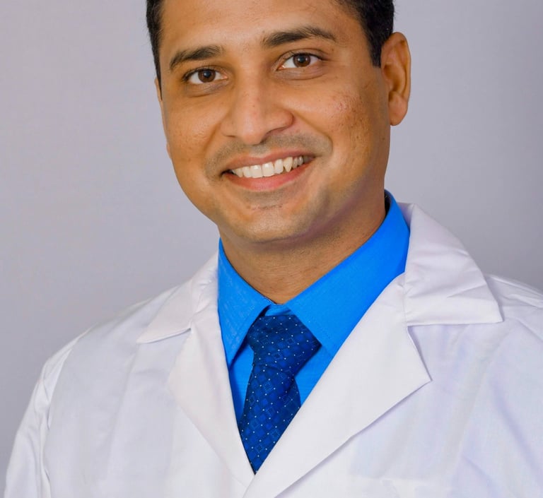 a man in a lab coat and tie dyes a blue tie