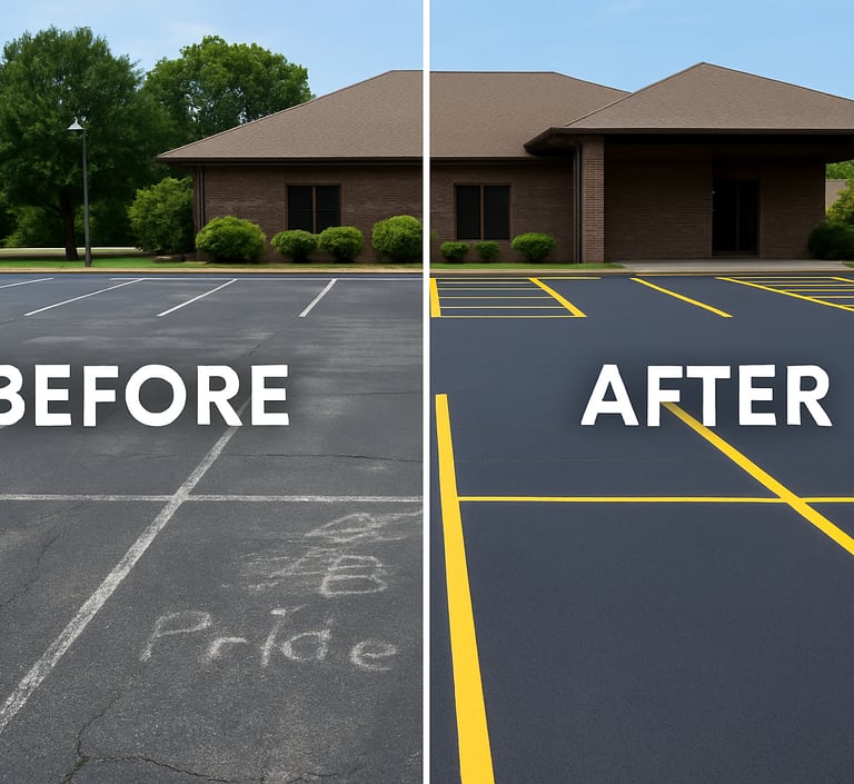 parking lot before and after striping jackson mississippi