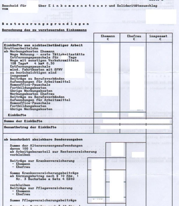 Steuerbescheid Deutschland für vereidigte Urkundenübersetzung ins Spanische, Traducción Jurada