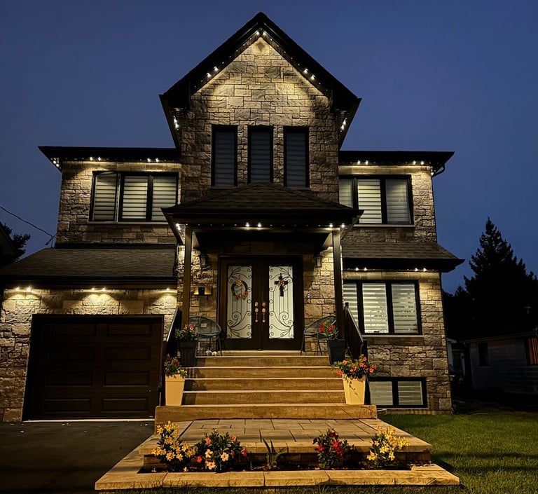 Permanent outdoor lighting installed by MyLites dealer — 24 trusted dealers network