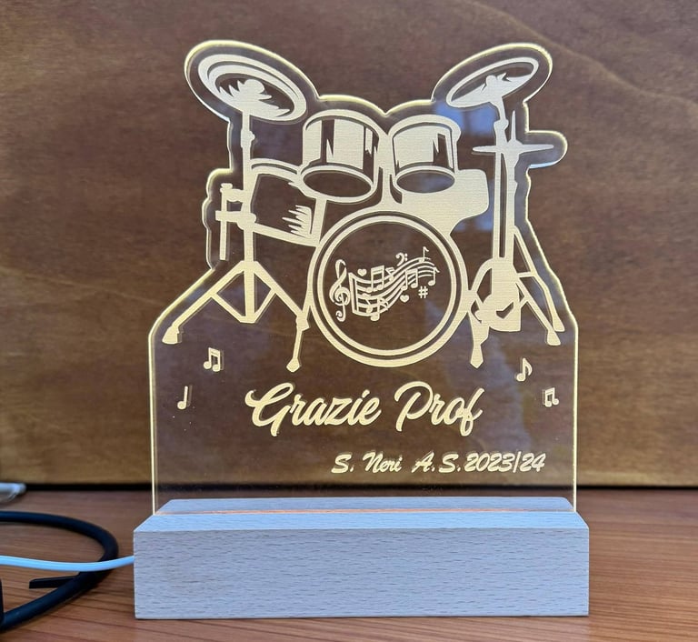 lampada Led Plexiglass personalizzata