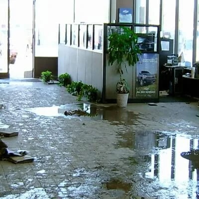 Water damage to an office setting