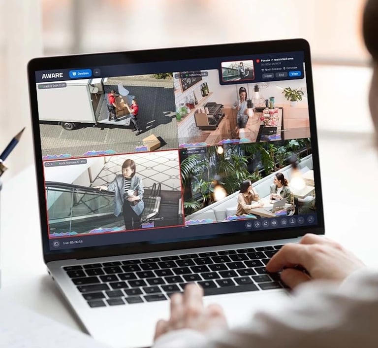 a business owner is sitting at a laptop computer looking in on business