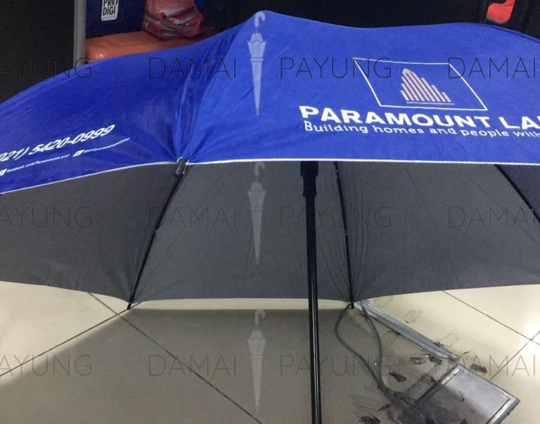 Payung promosi polos lipat premium Rosida biru silver Paramount Land