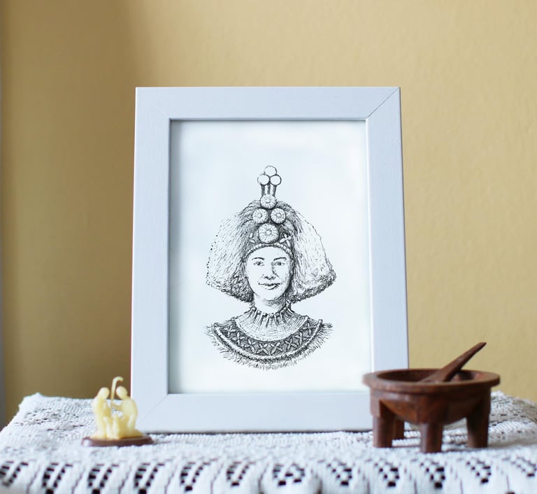 Taupou Samoa Portrait Illustration Art Print