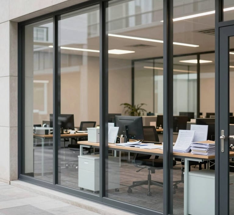 A friendly consultant helping a small business owner with paperwork in a bright office.