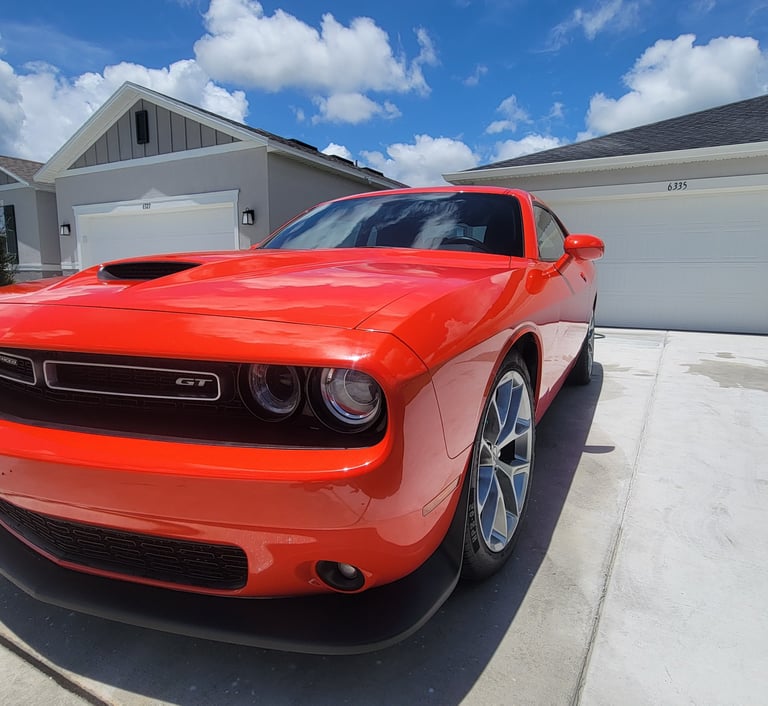 Orange dodge after mobile car detailing 