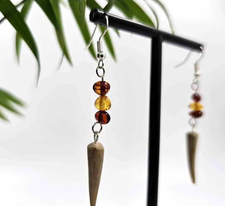 Antler amber earrings
