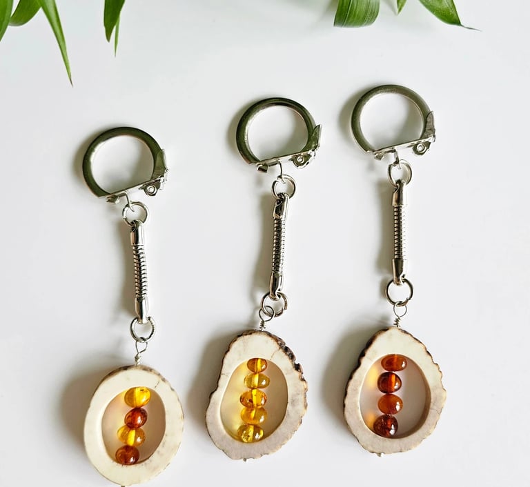 Antler and Amber keychain