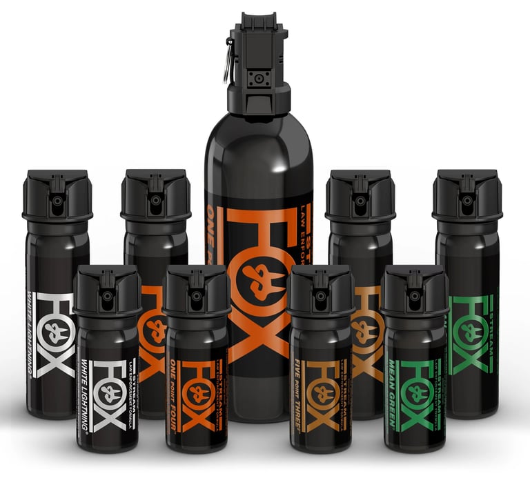 fox labs,bombe lacrymogene,bombe poivre,défense personnelle,gamme fox labs
