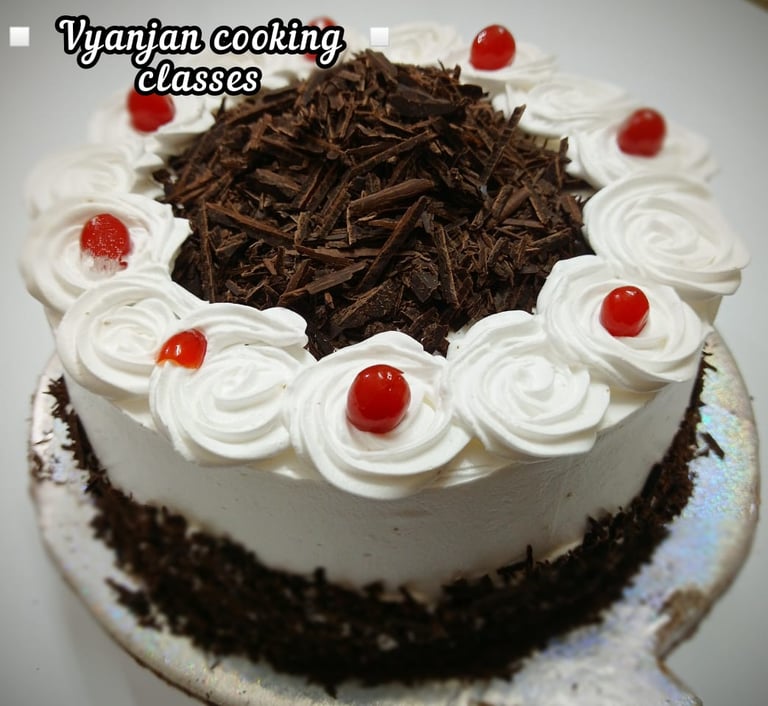 delicious black forest and fruit cakes at vyanjan bakers prayagraj