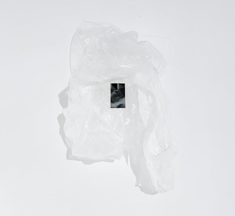 Contemporary art installation piece of a plastic bag called Duality by artist @LVF.LVX