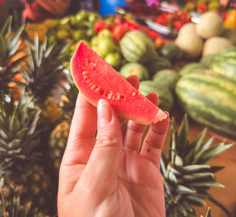 Guava slice in Cali, Colombia
