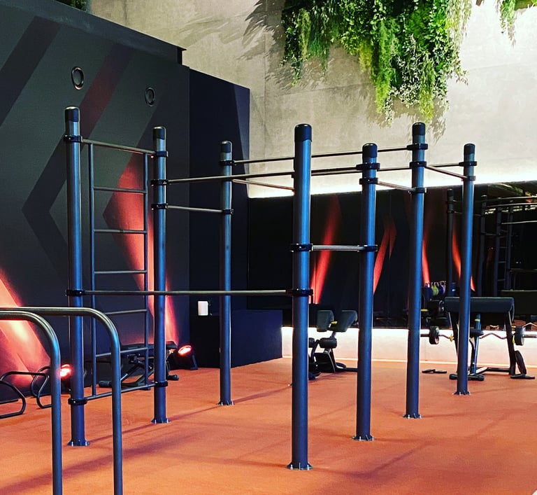 Equipements de street workout indoor dans une salle de sport