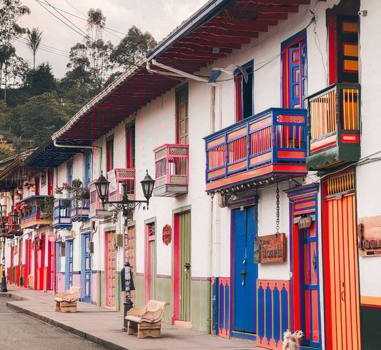 Coloful facades of Salento in Colombia
