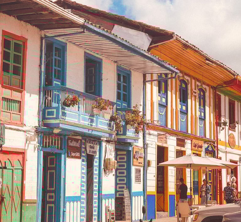 Colorfull houses in mountain city, Salento, Colombia, South America