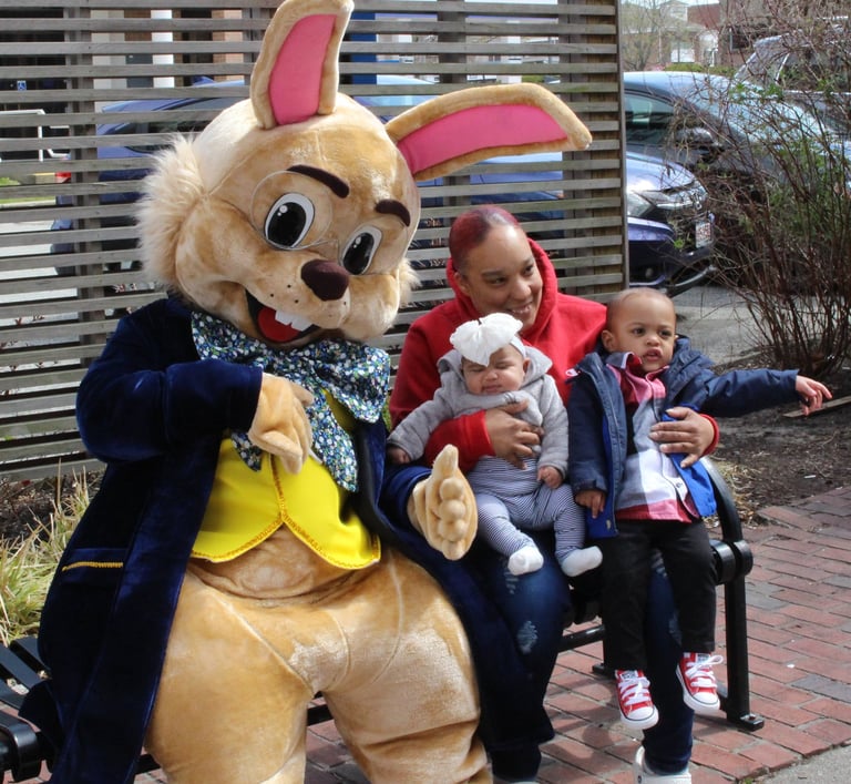 Easter Bunny and a family take a picture