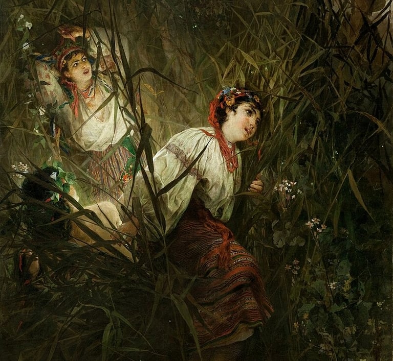 Witold Pruszkowski's painting of two Rusałki, 1877