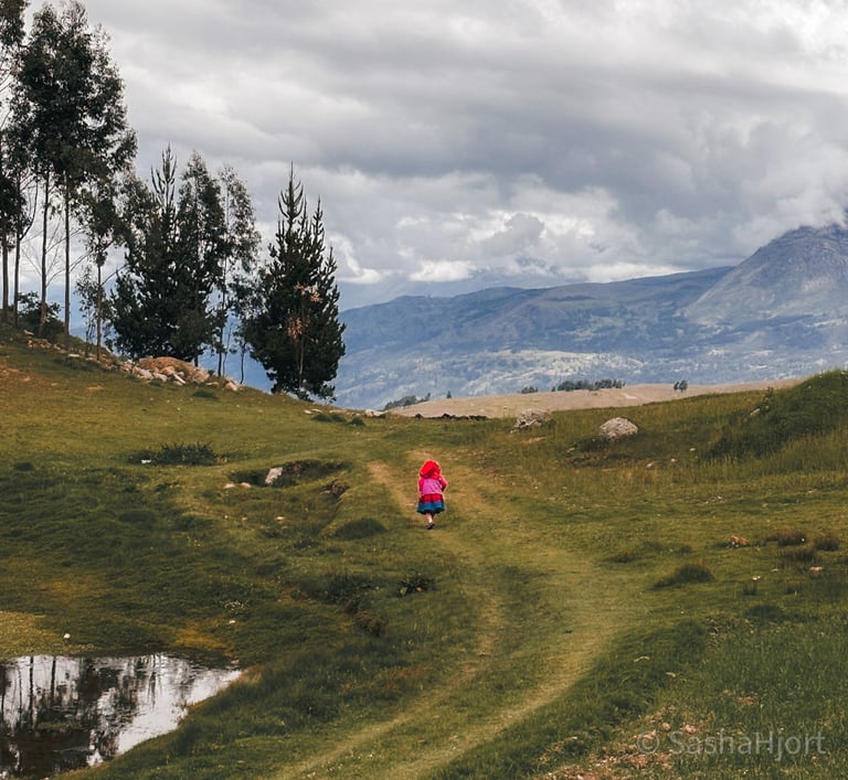 The top of the hike in Wilcacocha in the Andes Mountains of Peru, South America