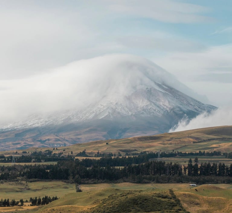 Volcano Cotopaxi from Secret Garden Hostel, Ecuador, South America