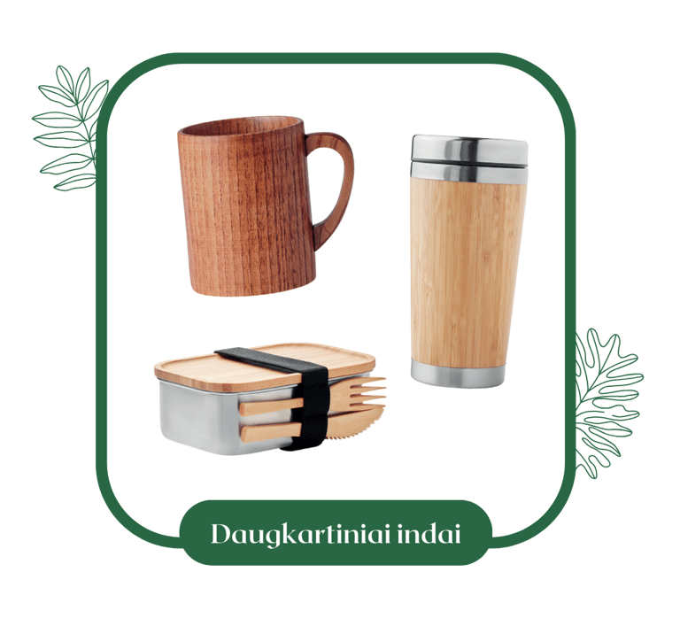 Ekologiški indai maistui, gėrimams su įmonės atributika | ecogifts.lt