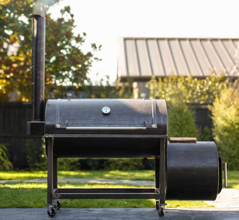 large offset smoker that was custom made by rawsteelco