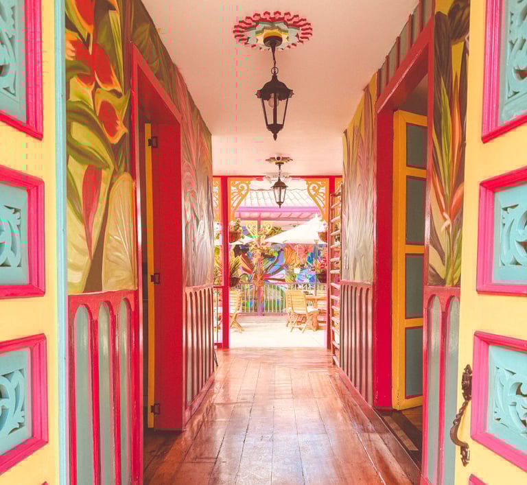 Colorful entry in Salento house, Colombia