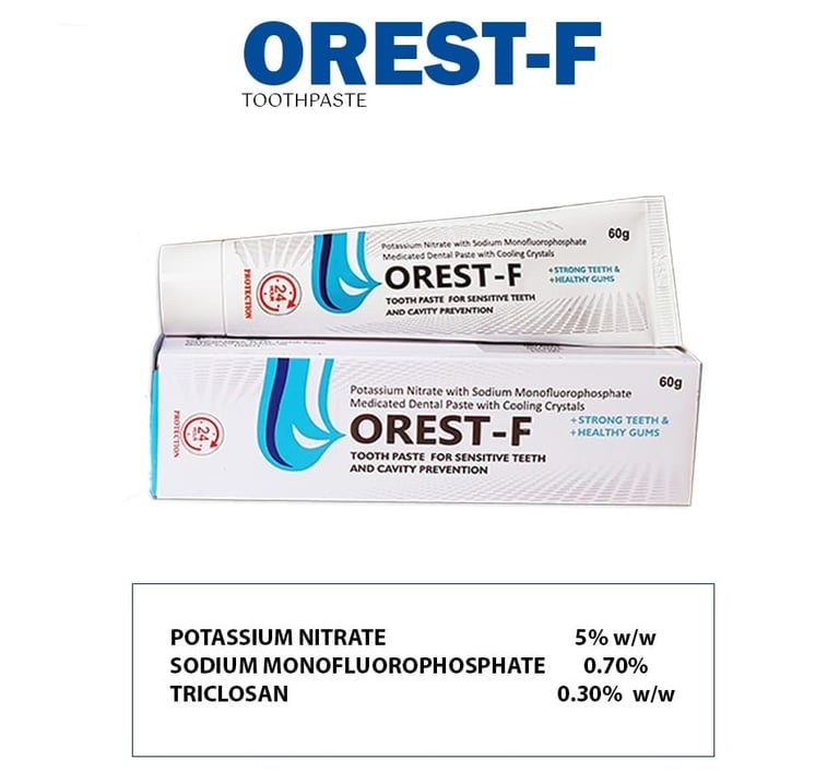 OREST-F Toothpaste – Potassium Nitrate & Sodium Fluoride formula for cavity protection, sensitivity 