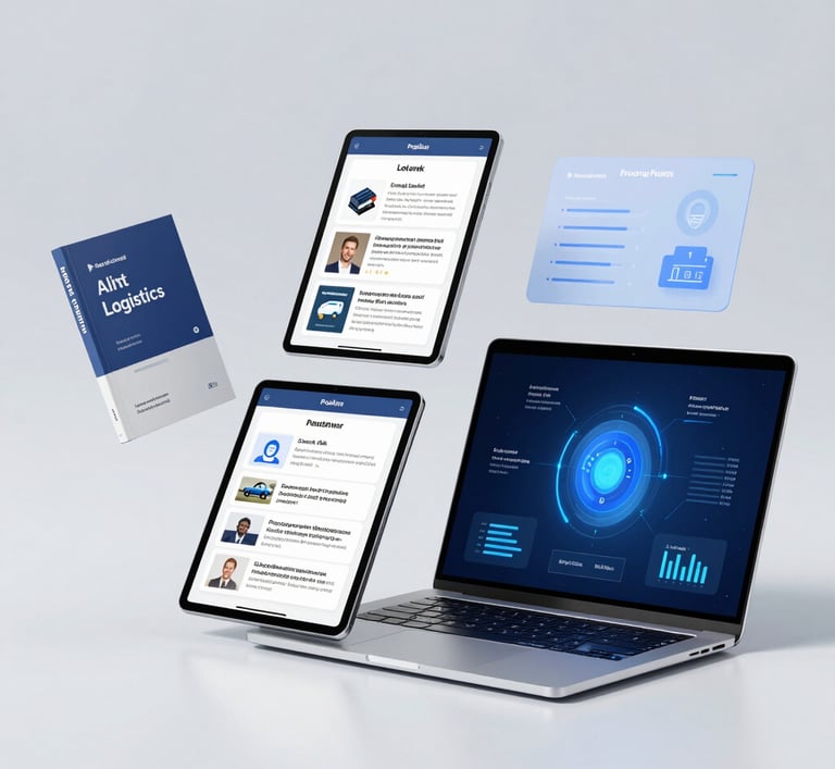 A digital guidebook cover titled 'Supply Chain AI Strategies' on a clean desk.