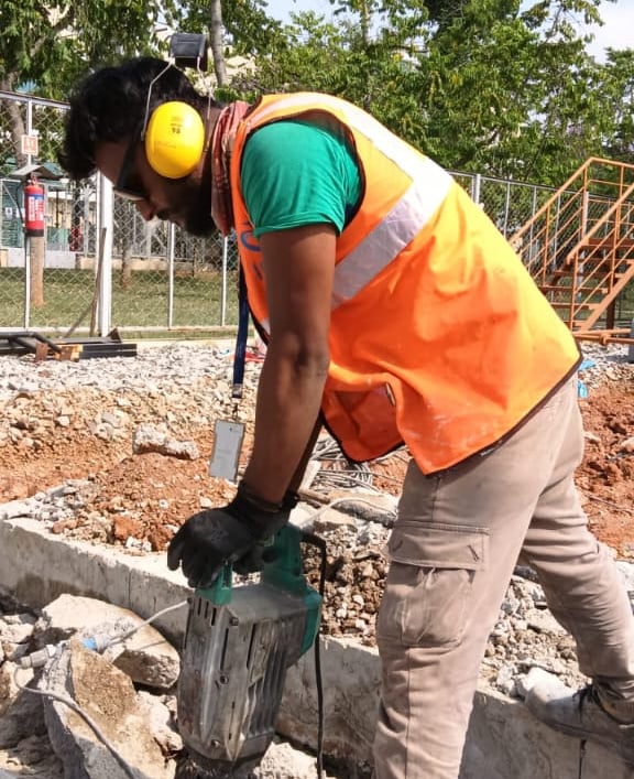 Core drilling work in progress in Bangalore office