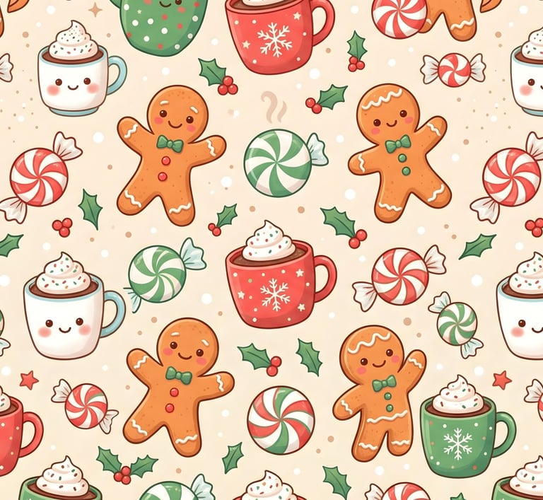 Christmas Theme | Kawaii Gingerbread Man & Festive Mug