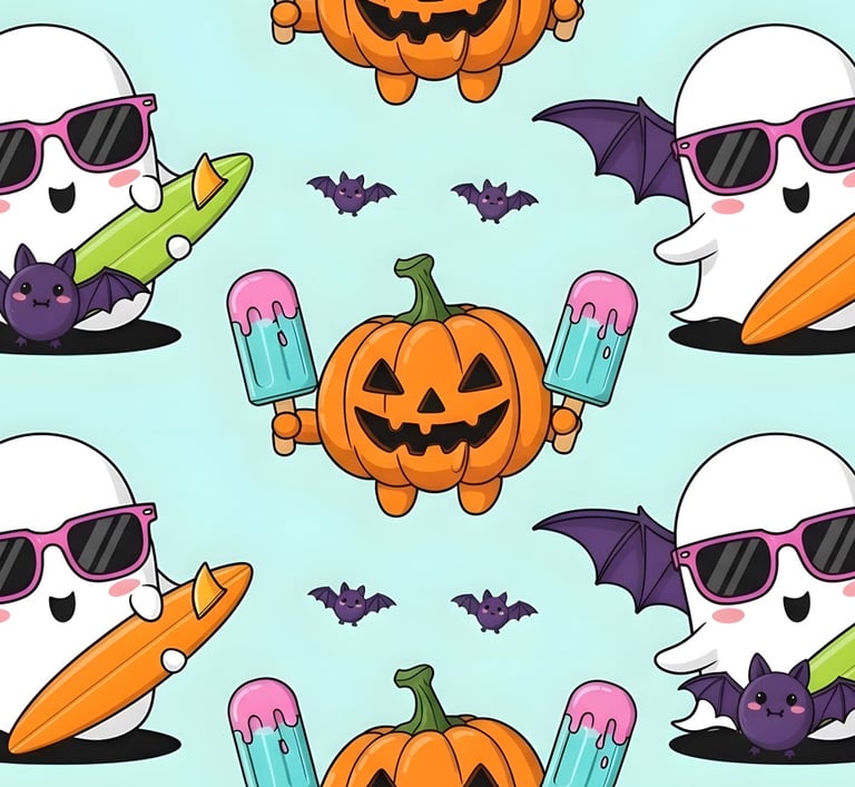 Halloween Theme | Halloween Ghost & Surfboard