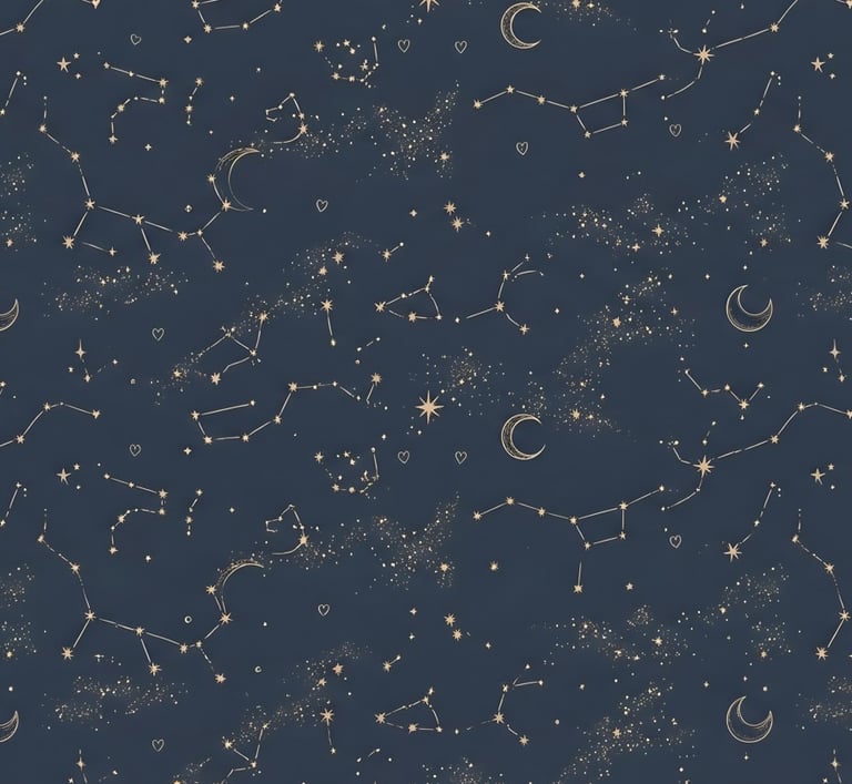 Constellation Theme | Celestial Constellation Seamless Pattern | Midnight Galaxy