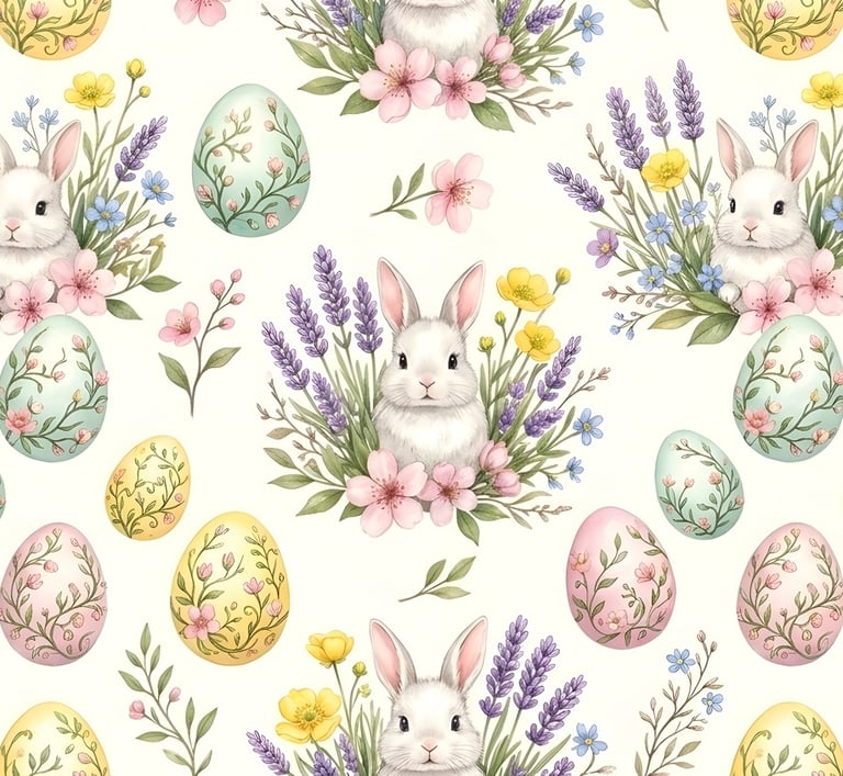 Easter Theme | Watercolor Easter Bunny & Spring Floral