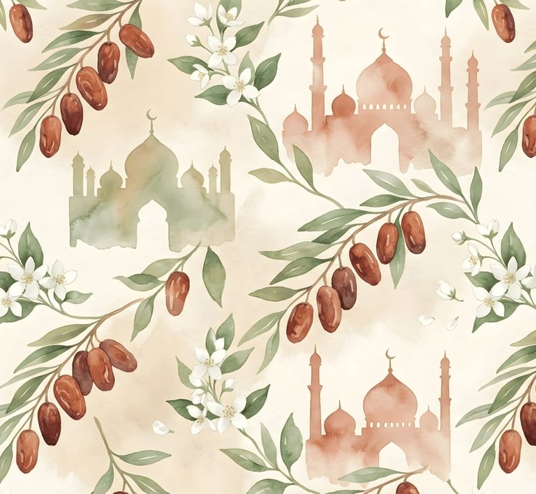 Ramadan Theme | Artistic Watercolor Ramadan Floral & Mosque