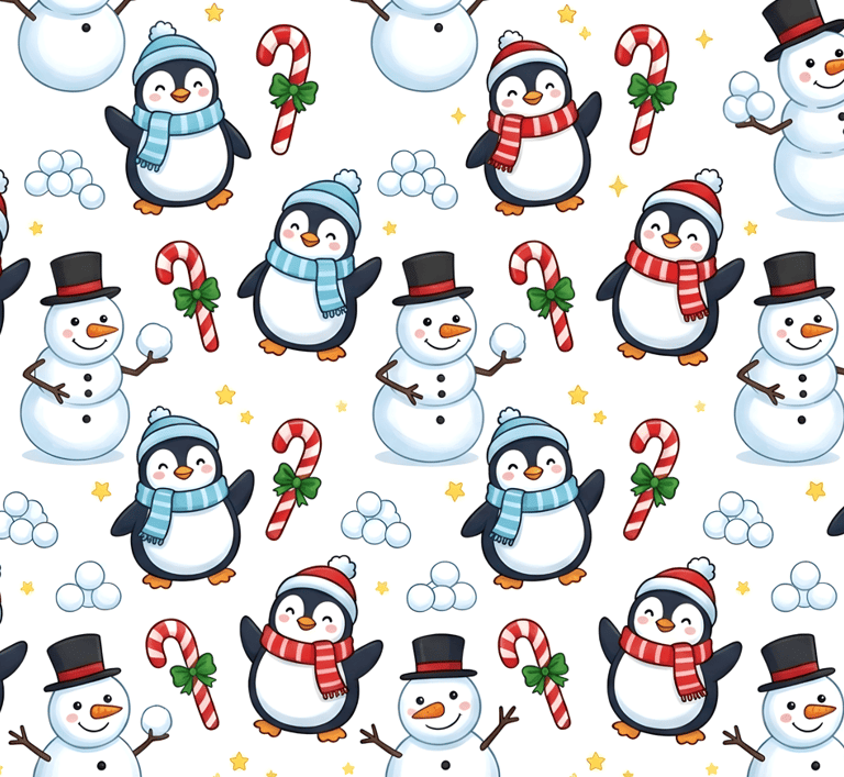 Christmas Theme | Cute Christmas Penguin and Snowman
