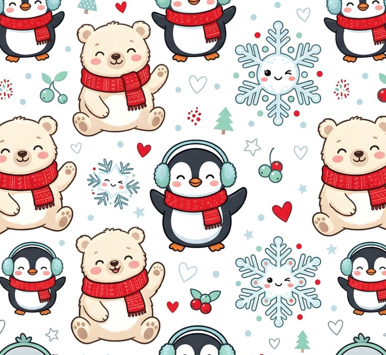 Christmas Theme | Kawaii Winter Animals & Penguins