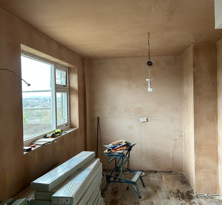 Plastering done, flooring next.... kitchen ordered!