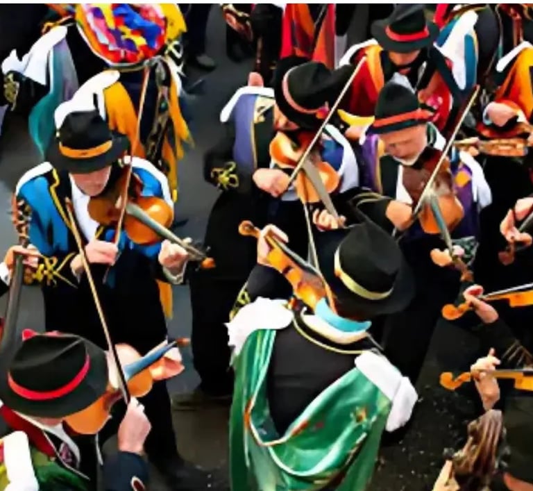 Traditional wooden-masked clowns “Maschér” creating playful chaos at Bagolino Carnival