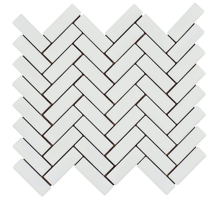 Wall tiles herringbone mosaic white gloss