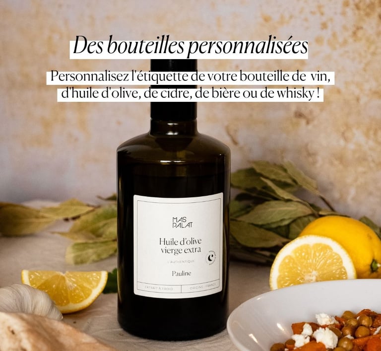 bouteilles huile d'olive personnalisée cuvée privée
