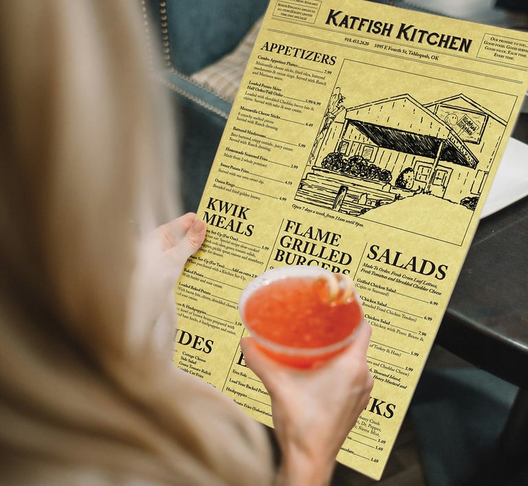 Katfish Kitchen Restaurant Menu & Table Tent