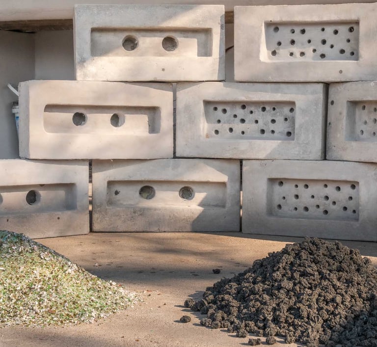Eco building blocks made from plastic and glass