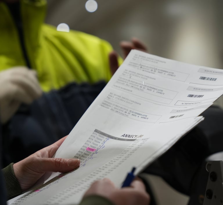 Documents d'entreprise dans le hangar