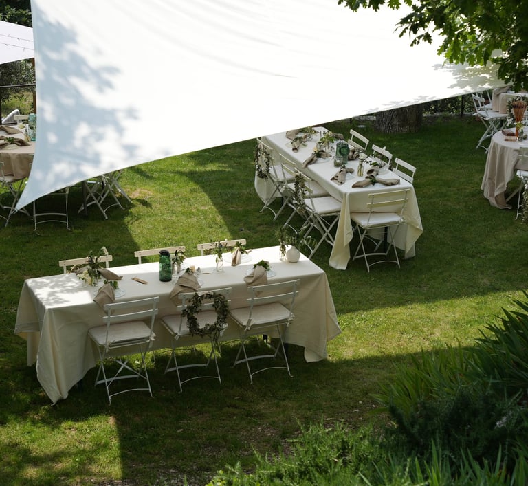Décoration des tables d'un mariage en Provence