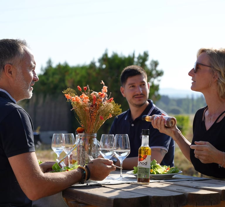 Déjeuner entre salariés dans le jardin de l'entreprise