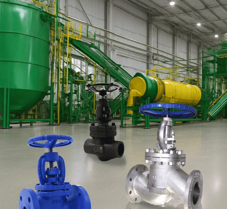 a group of three valves and valves in a warehouse