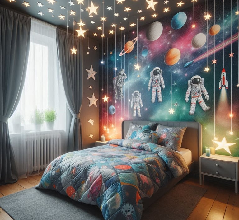 QUARTO DE MENINA TEMA  ESPAÇO SIDERAL UNIVERSO ESTRELAS