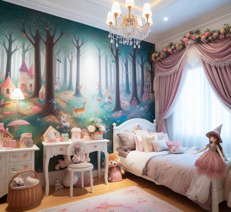 QUARTO DE MENINA TEMA  FLORESTA ENCANTADA