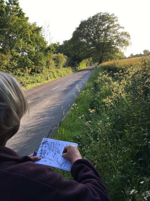 Karen Edwards drawing a journey